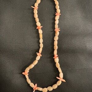Elegant Tan and Pink Beaded stone Necklace